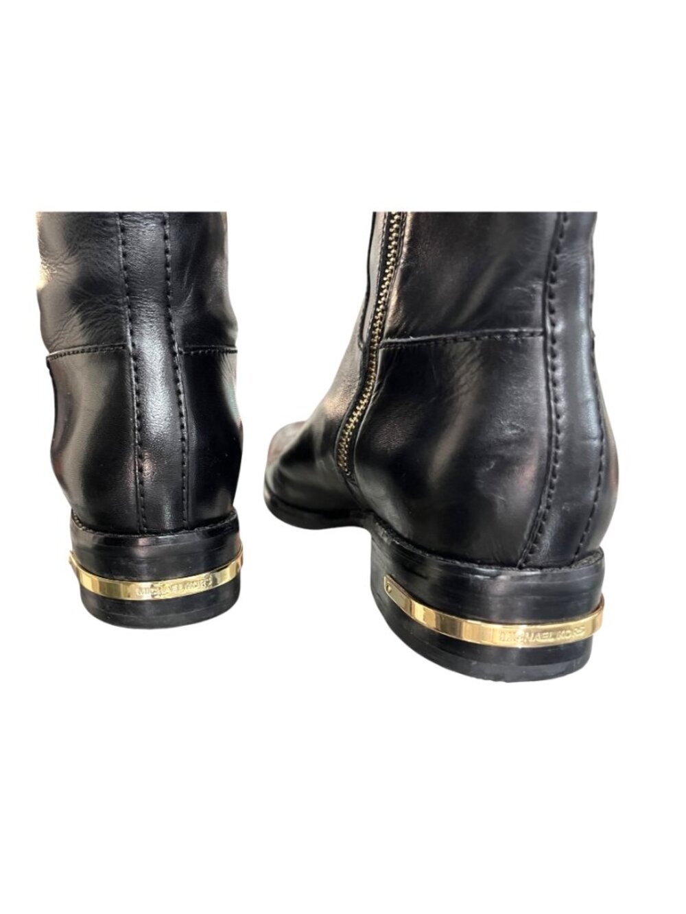 Michael Kors Black & Brown Leather Riding Boots Size 7M - Picture 4 of 11